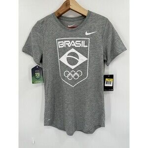 Nike Women's T-Shirt Small Gray Fitted The Nike Tee Athletic Cut Dri-Fit Swoosh